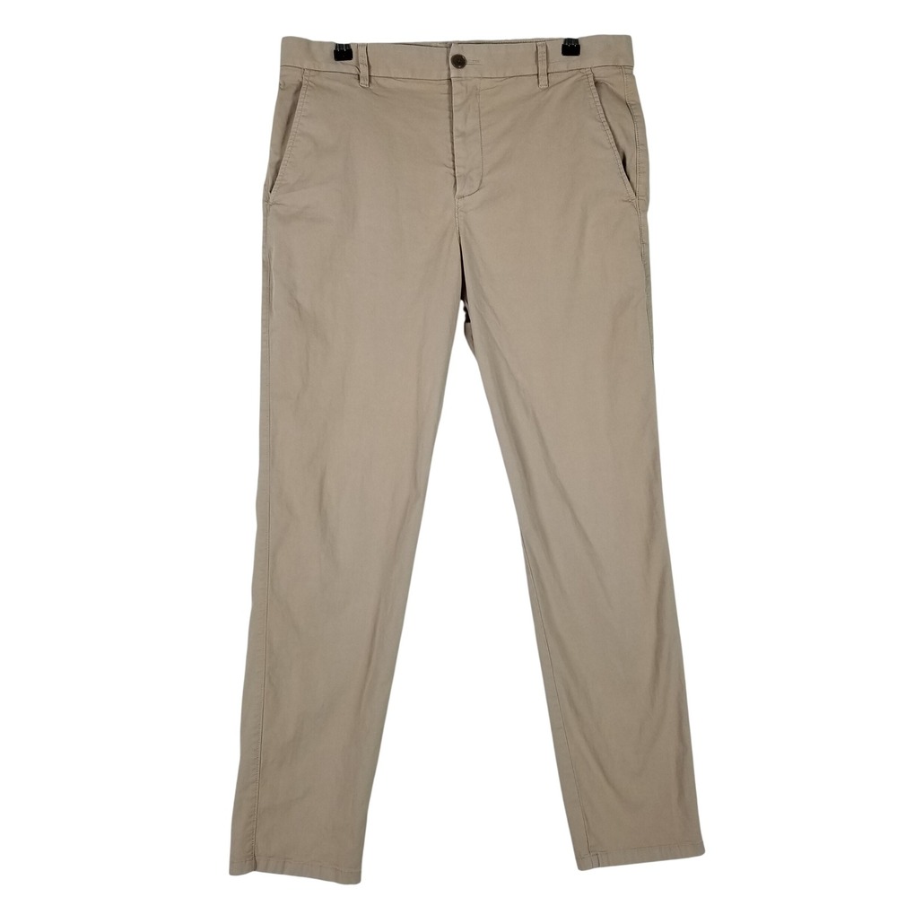 Everlane Performance Chino Pants Men 34x32 Khaki Tan Slim Fit Stretch Flat Front